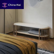 Contemporary upholstered bench PAL fabricoak baseoak