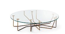 Original design coffee table CONNECTIONglasstempered glassbrass