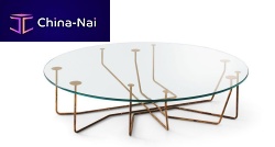 Original design coffee table CONNECTIONglasstempered glassbrass