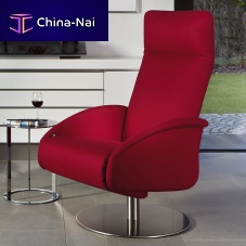 Contemporary relaxing armchair CLIFFleatherfabricwith footrest