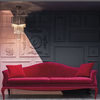 Traditional sofa Deluxefabricredlacquered metal