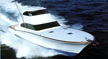 Sport-fishing motor yacht with enclosed flybridgeplaning hullcomposite