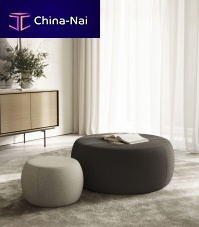 Contemporary pouf LAIKAfabricroundblue
