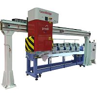 CO2 laser cutting machine LaserBridgetextilesheet metalPLC-controlled