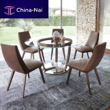 Contemporary table Time 232oakwalnuttempered glass