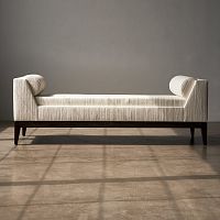 Contemporary upholstered bench LUGANOfabricwalnutwith armrests