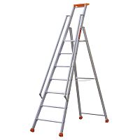 Pedestal-mount step ladder MP PROanodized aluminum10-step12-step