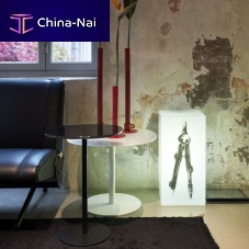 Contemporary pedestal table ASYMMETRICALglasslaminateround