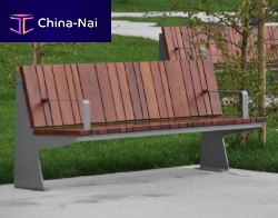 Contemporary public bench WALL-Ywoodensteelwith backrest