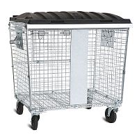 Metal waste container 1002036industrial wastewith lid4-wheel
