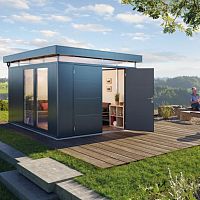 Galvanised steel garden shed CasaNovaextruded aluminumacrylic glasscontemporary