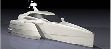 Trimaran cabin cruiser outboardwith enclosed cockpitsport