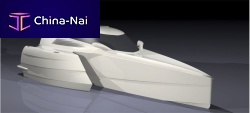 Trimaran cabin cruiser outboardwith enclosed cockpitsport