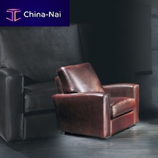Contemporary armchair BOGOTAleatherbrown