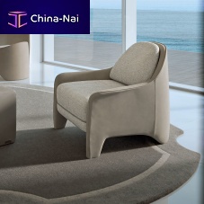 Contemporary armchair NORAfabricleatherbeige