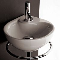 Wall-mounted washbasin PICCOLO # MI013porcelainwith towel rackround