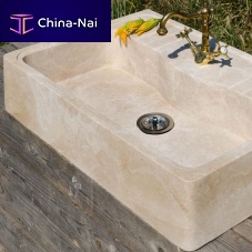 Single-bowl kitchen sink ACQUAIOwithout drainboardnatural stonetravertine