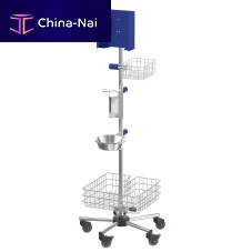 Hygiene station on casters S02512PBwith hand sanitizer holderwith glove boxwith basket