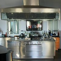 Contemporary kitchen SUR MESUREstainless steelL-shapedcustom