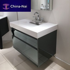 Wall-mounted washbasin 4-INCH SLAB : 9119Solid Surfacerectangularcontemporary