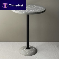 Contemporary bistro table M-2terrazzosteel baseround