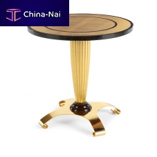 Contemporary pedestal table T137woodenbrass basewood with gold leaf finish base