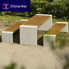 Contemporary table and bench set SIBELOwoodenconcretegarden