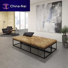 Contemporary upholstered bench OXLEY fabricleathermetal base