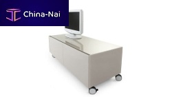 Contemporary TV cabinet AIR WHEELon casterswoodenpainted wood