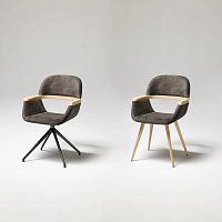 Contemporary dining chair GINOindoorfabricoak base