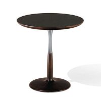 Contemporary pedestal table OTImaplebronze baseround
