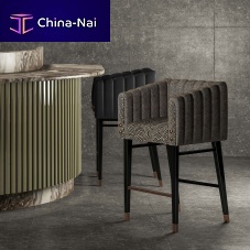 Contemporary bar chair INGLEWOODindoorleatherbrushed brass