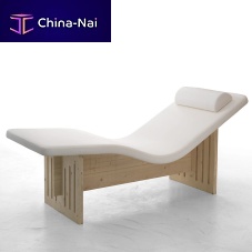 Contemporary chaise longue COMFORTsynthetic leatherwoodencommercial