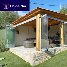 Folding patio door IN AGIOS STEFANOScrystaldouble-glazeddouble leaf