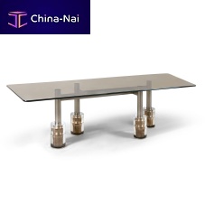 Contemporary table LAGUNAglassmetal baserectangular