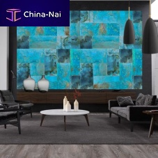 Metal wall-covering COPPER JADE BLUEtexturedpatinawallpaper look