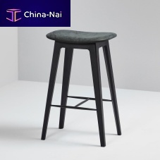 Contemporary bar stool NORDIC : DUNESleatherbeech baseupholstered