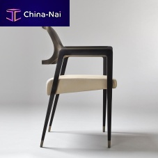 Contemporary chair CARLTON indoorleatherwalnut base