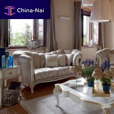 Classic sofa MAFALDA fabricbeigewooden