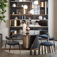 Contemporary table HEGEglassbronze baseround