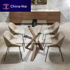 Contemporary table SHANGAI tempered glassaluminum basepainted aluminum base
