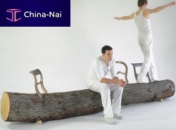 Original design bench TREE-TRUNKwoodenbronzewithout backrest