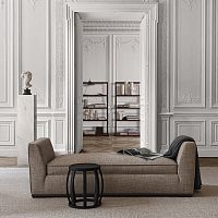 Contemporary upholstered bench Intervallumfabricleatherplastic base