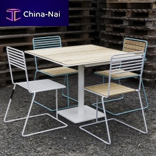 Contemporary bistro table TINA KL106woodensteel basesquare