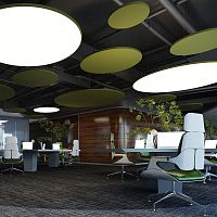Glass wool suspended ceiling CROWpanelfor officefor conference rooms