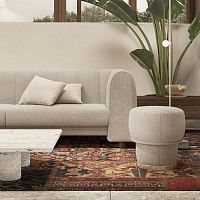 Contemporary pouf CARROL fabricwoodenpolished stainless steel