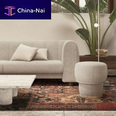Contemporary pouf CARROL fabricwoodenpolished stainless steel