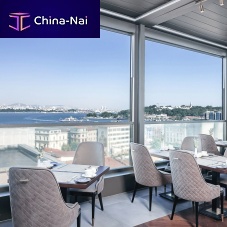 Sliding patio door SkyLinetempered glass facingaluminumdouble-glazed