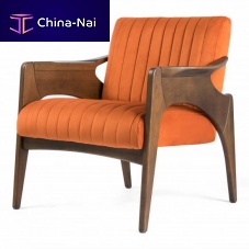 Contemporary armchair WINGfabricwoodenorange