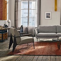 Contemporary armchair DE SALON fabricleathersolid wood